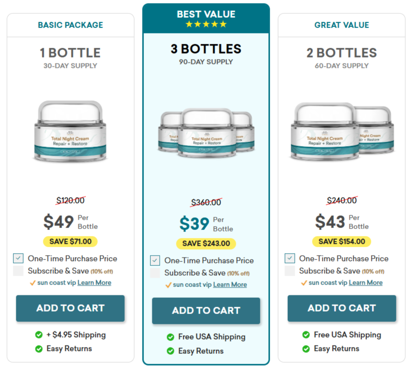 Total Night Cream pricing