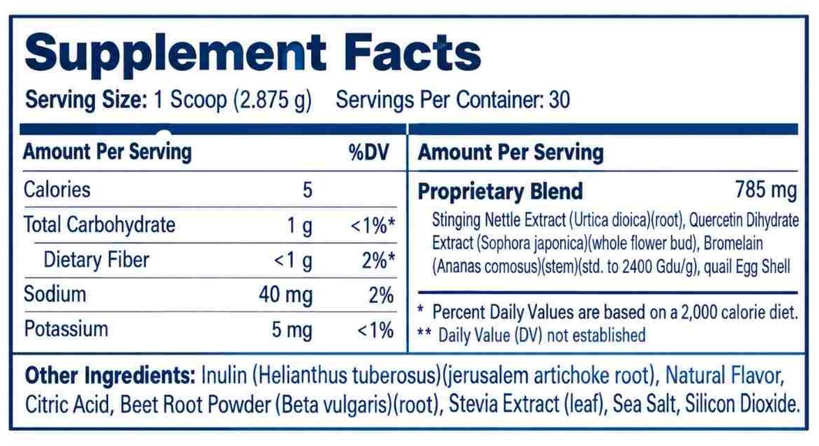 NAsoChill Supplement Facts